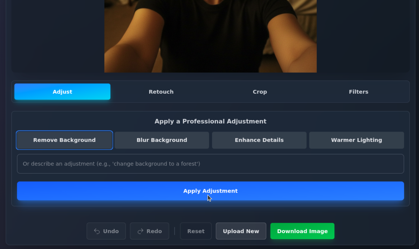 Step 3 — Select 'Adjust' and Choose 'Remove Background'